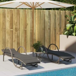 Maison Exclusive - Chaises longues lot de 2 avec table gris résine tressée Online