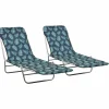 Maison Exclusive - Chaises longues pliables lot de 2 acier tissu motif de feuilles New