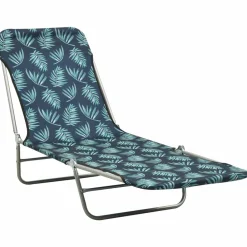 Maison Exclusive - Chaises longues pliables lot de 2 acier tissu motif de feuilles New