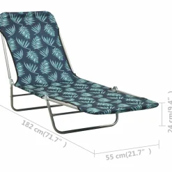 Maison Exclusive - Chaises longues pliables lot de 2 acier tissu motif de feuilles New