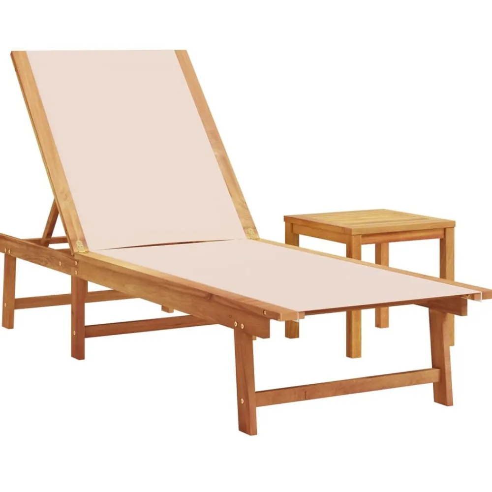 Maison Exclusive - Chaises longues lot de 2 table crème bois d'acacia et textilène Clearance