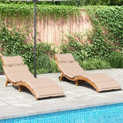 Maison Exclusive - Chaises longues avec coussins lot de 2 beige bois massif acacia Hot
