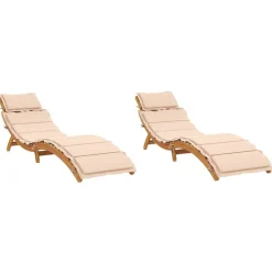 Maison Exclusive - Chaises longues avec coussins lot de 2 beige bois massif acacia Hot