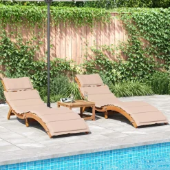 Maison Exclusive - Chaises longues avec coussins lot de 2 beige bois massif acacia Hot
