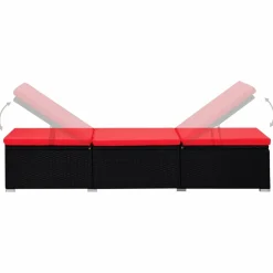 Maison Exclusive - Chaises longues de jardin table à thé 3 pcs résine tressée noir Outlet