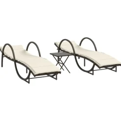 Maison Exclusive - Chaises longues lot de 2 avec table marron résine tressée