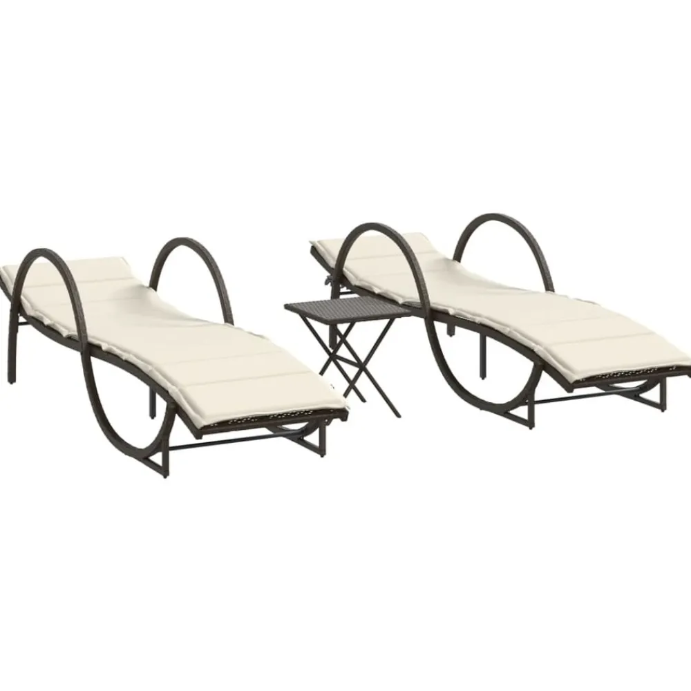 Maison Exclusive - Chaises longues lot de 2 avec table marron résine tressée