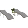Maison Exclusive Bains De Soleil, Transats Et Hamacs | - Chaises longues lot de 2 avec table beige résine tressée
