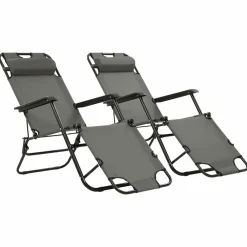 Maison Exclusive Bains De Soleil, Transats Et Hamacs | - Chaises longues lot de 2 avec table et coussin bois teck solide