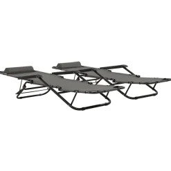 Maison Exclusive Bains De Soleil, Transats Et Hamacs | - Chaises longues lot de 2 avec table et coussin bois teck solide