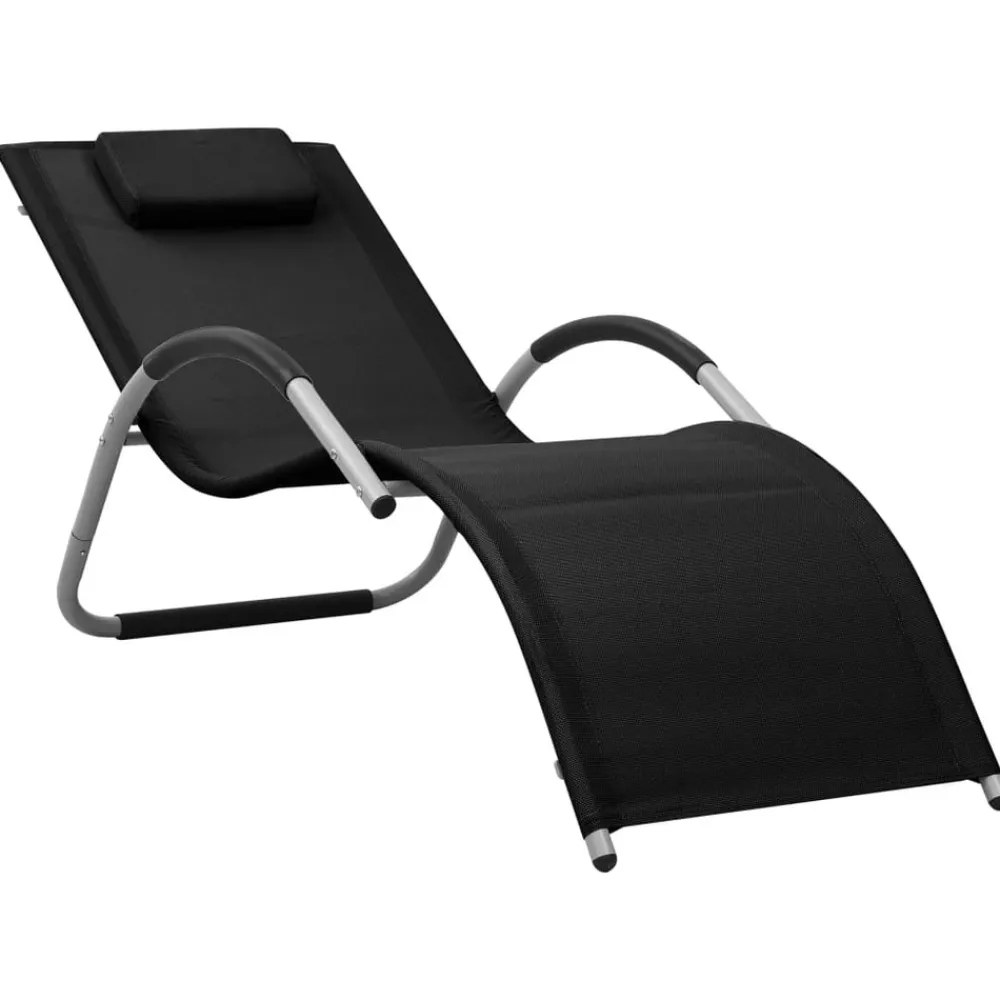 Maison Exclusive Bains De Soleil, Transats Et Hamacs | - Chaises longues textilène lot de 2 noir et gris