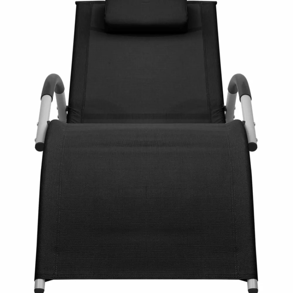 Maison Exclusive Bains De Soleil, Transats Et Hamacs | - Chaises longues textilène lot de 2 noir et gris
