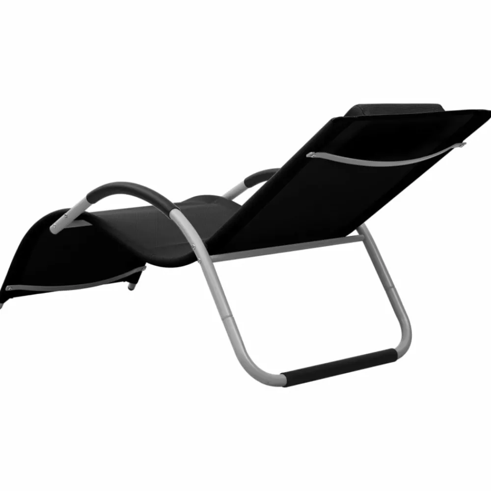 Maison Exclusive Bains De Soleil, Transats Et Hamacs | - Chaises longues textilène lot de 2 noir et gris