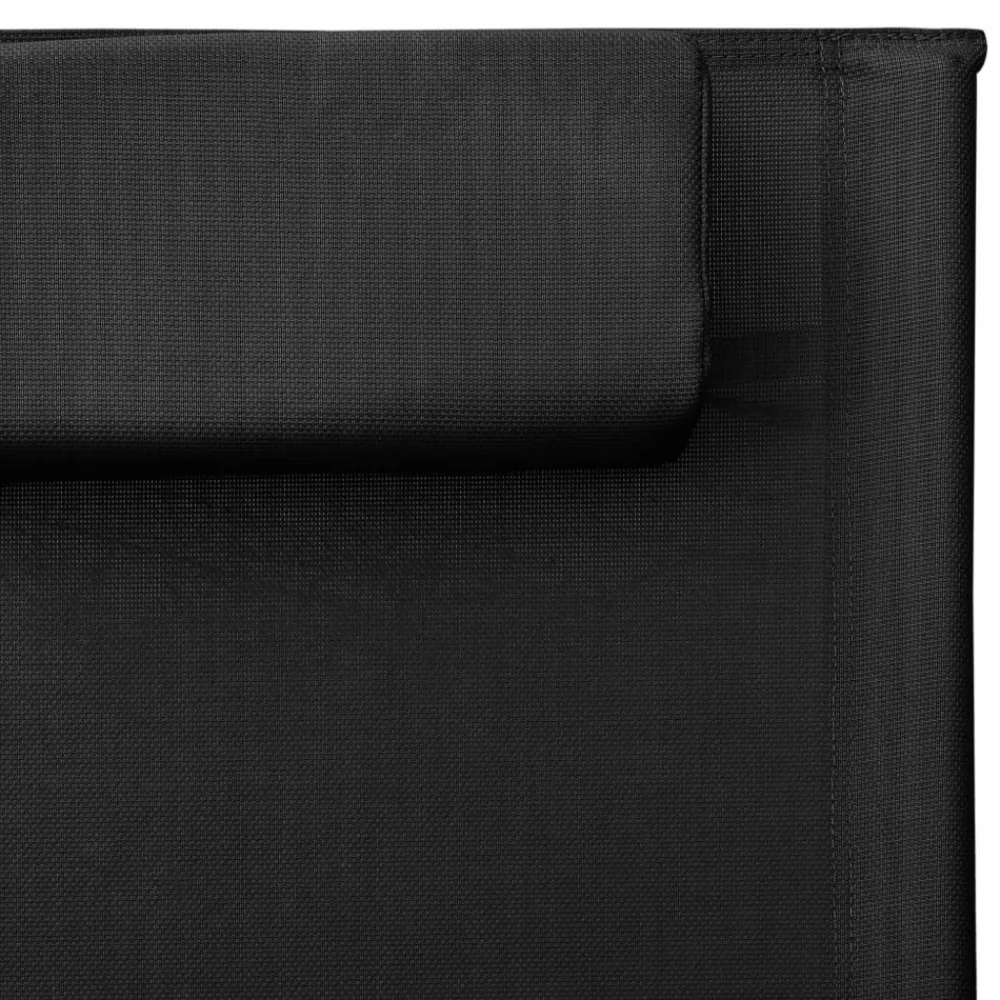 Maison Exclusive Bains De Soleil, Transats Et Hamacs | - Chaises longues textilène lot de 2 noir et gris