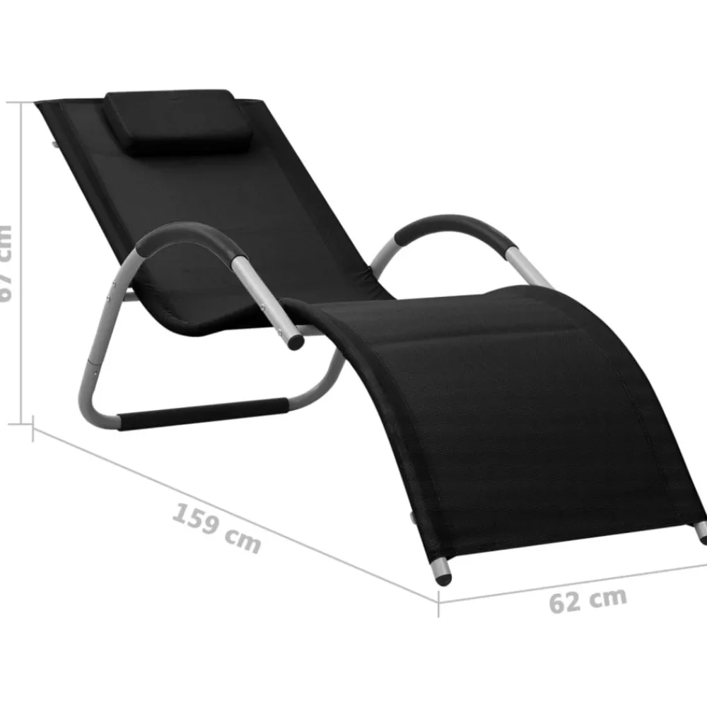 Maison Exclusive Bains De Soleil, Transats Et Hamacs | - Chaises longues textilène lot de 2 noir et gris