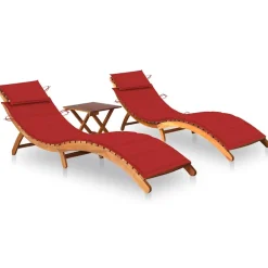 Maison Exclusive - Chaises longues lot de 2 avec table et coussins acacia solide Clearance