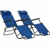 Maison Exclusive Bains De Soleil, Transats Et Hamacs | - Chaises longues pliables 2 pcs avec repose-pied acier bleu