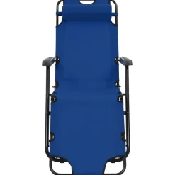 Maison Exclusive Bains De Soleil, Transats Et Hamacs | - Chaises longues pliables 2 pcs avec repose-pied acier bleu