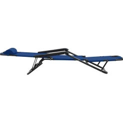 Maison Exclusive Bains De Soleil, Transats Et Hamacs | - Chaises longues pliables 2 pcs avec repose-pied acier bleu