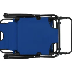 Maison Exclusive Bains De Soleil, Transats Et Hamacs | - Chaises longues pliables 2 pcs avec repose-pied acier bleu