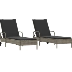 Maison Exclusive - Chaises longues avec coussins lot de 2 gris résine tressée Outlet