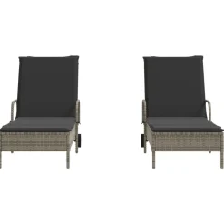 Maison Exclusive - Chaises longues avec coussins lot de 2 gris résine tressée Outlet