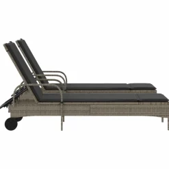 Maison Exclusive - Chaises longues avec coussins lot de 2 gris résine tressée Outlet