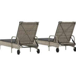 Maison Exclusive - Chaises longues avec coussins lot de 2 gris résine tressée Outlet