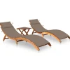 Maison Exclusive - Chaises longues lot de 2 avec table et coussins acacia solide Discount