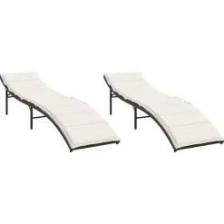 Maison Exclusive Bains De Soleil, Transats Et Hamacs | - Chaises longues lot de 2 avec coussins marron résine tressée