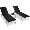 Maison Exclusive - Chaises longues lot de 2 avec table acier et textilène noir Online