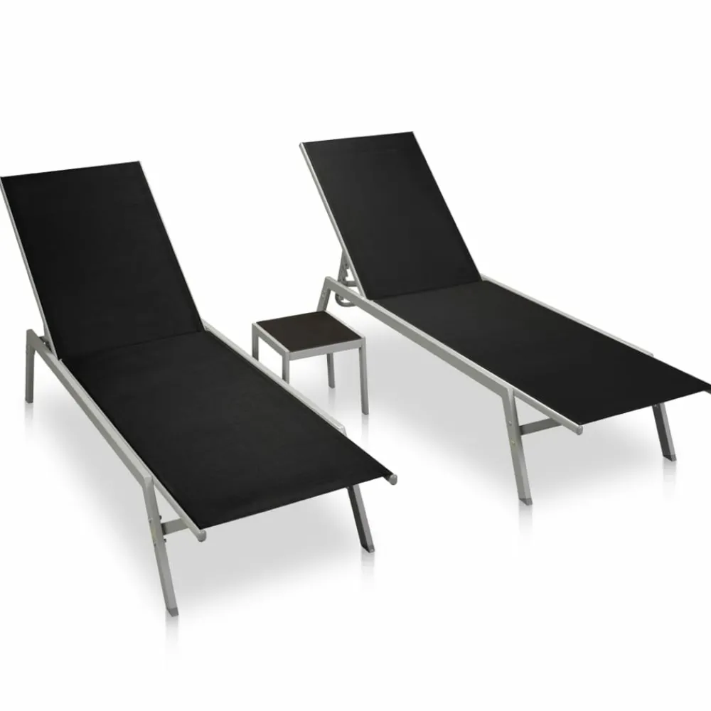 Maison Exclusive - Chaises longues lot de 2 avec table acier et textilène noir Online