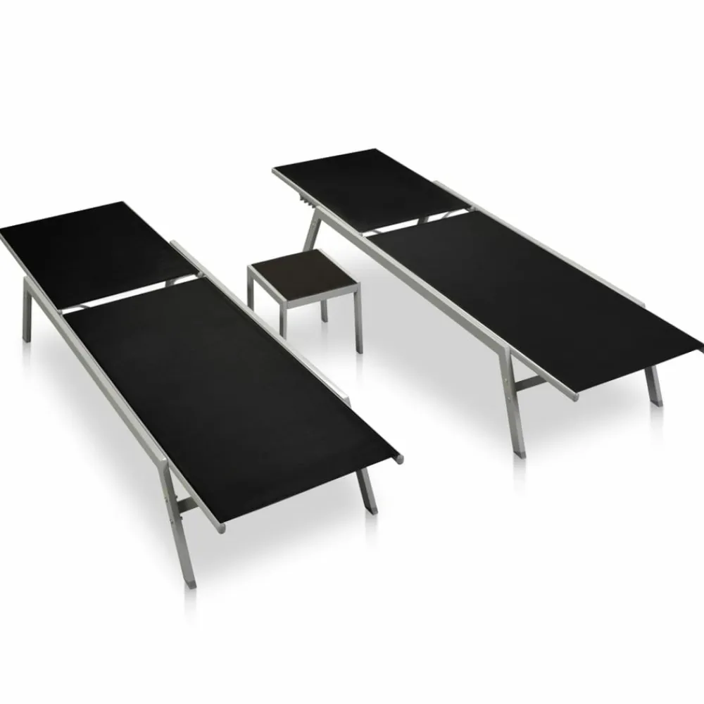 Maison Exclusive - Chaises longues lot de 2 avec table acier et textilène noir Online