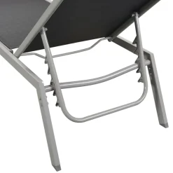 Maison Exclusive - Chaises longues lot de 2 avec table acier et textilène noir Online