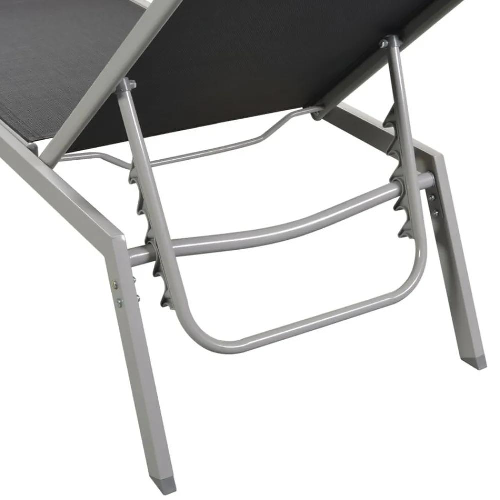 Maison Exclusive - Chaises longues lot de 2 avec table acier et textilène noir Online