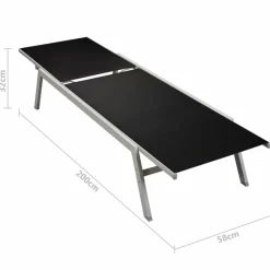 Maison Exclusive - Chaises longues lot de 2 avec table acier et textilène noir Online