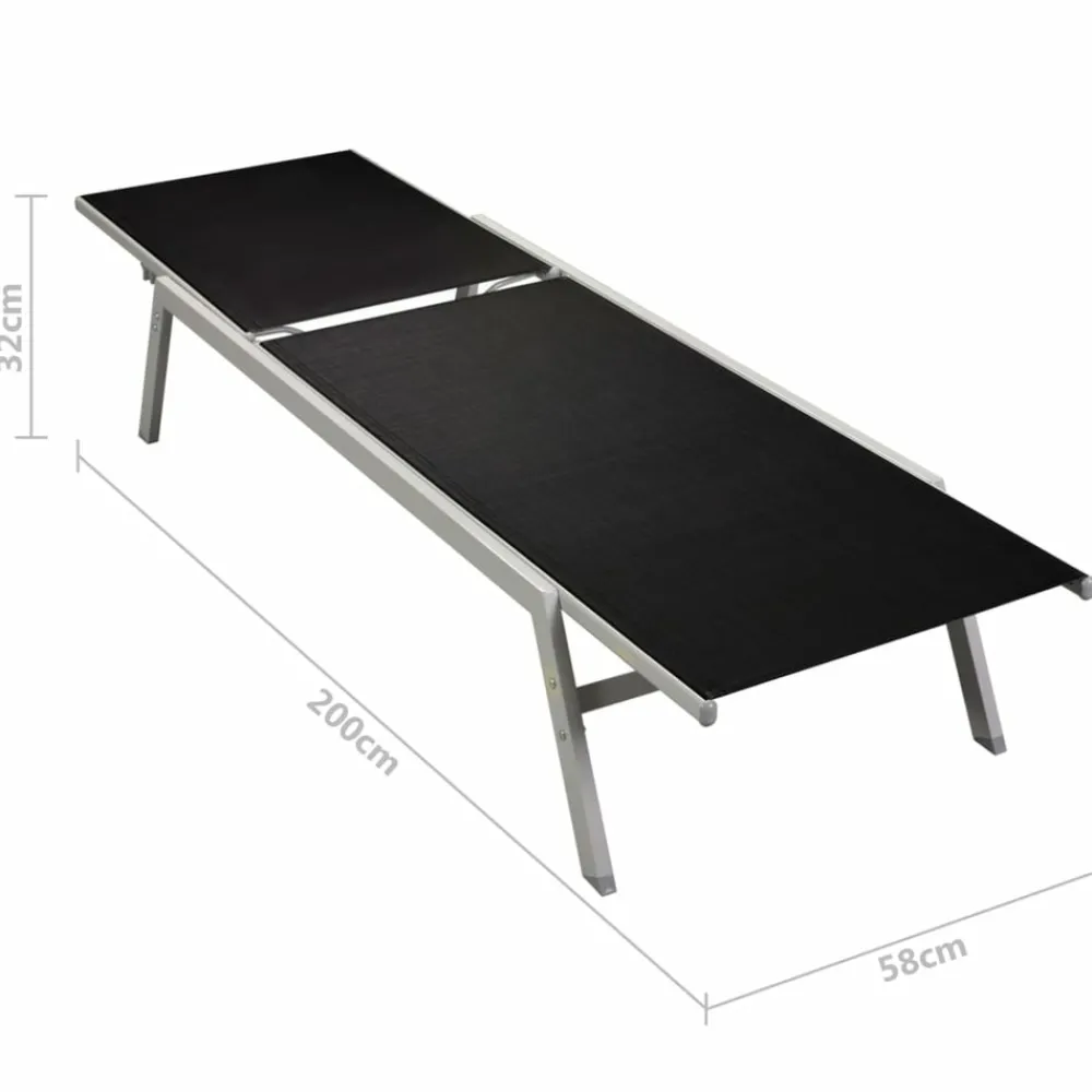 Maison Exclusive - Chaises longues lot de 2 avec table acier et textilène noir Online
