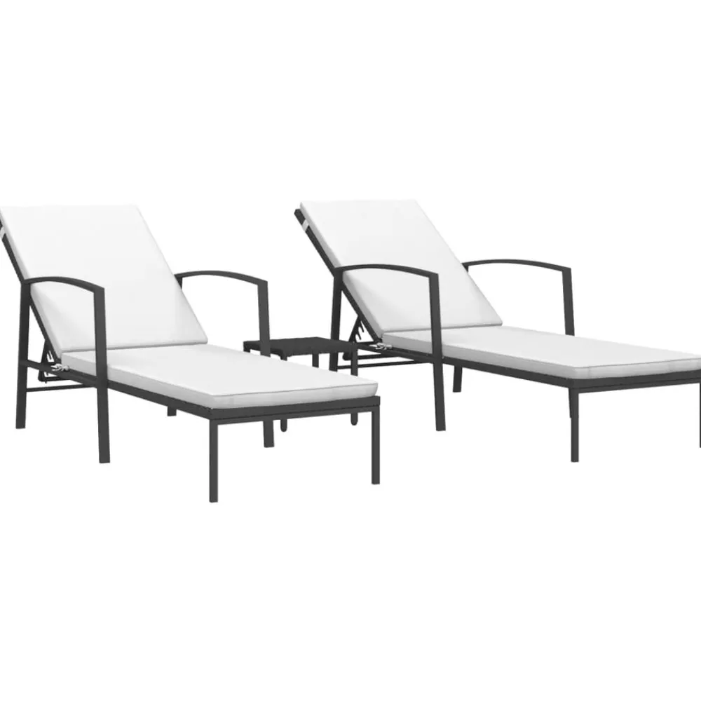 Maison Exclusive Bains De Soleil, Transats Et Hamacs | - Chaises longues lot de 2 avec table résine tressée noir