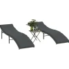 Maison Exclusive Bains De Soleil, Transats Et Hamacs | - Chaises longues lot de 2 avec table gris résine tressée