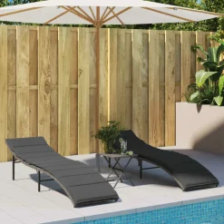 Maison Exclusive Bains De Soleil, Transats Et Hamacs | - Chaises longues lot de 2 avec coussins gris résine tressée