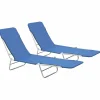 Maison Exclusive Bains De Soleil, Transats Et Hamacs | - Chaises longues pliables lot de 2 acier et tissu bleu