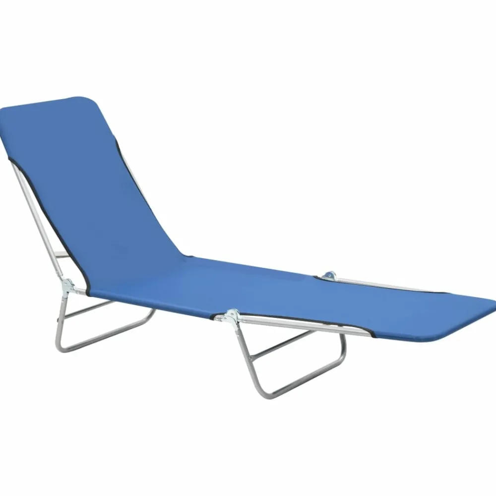 Maison Exclusive Bains De Soleil, Transats Et Hamacs | - Chaises longues pliables lot de 2 acier et tissu bleu