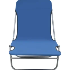 Maison Exclusive Bains De Soleil, Transats Et Hamacs | - Chaises longues pliables lot de 2 acier et tissu bleu