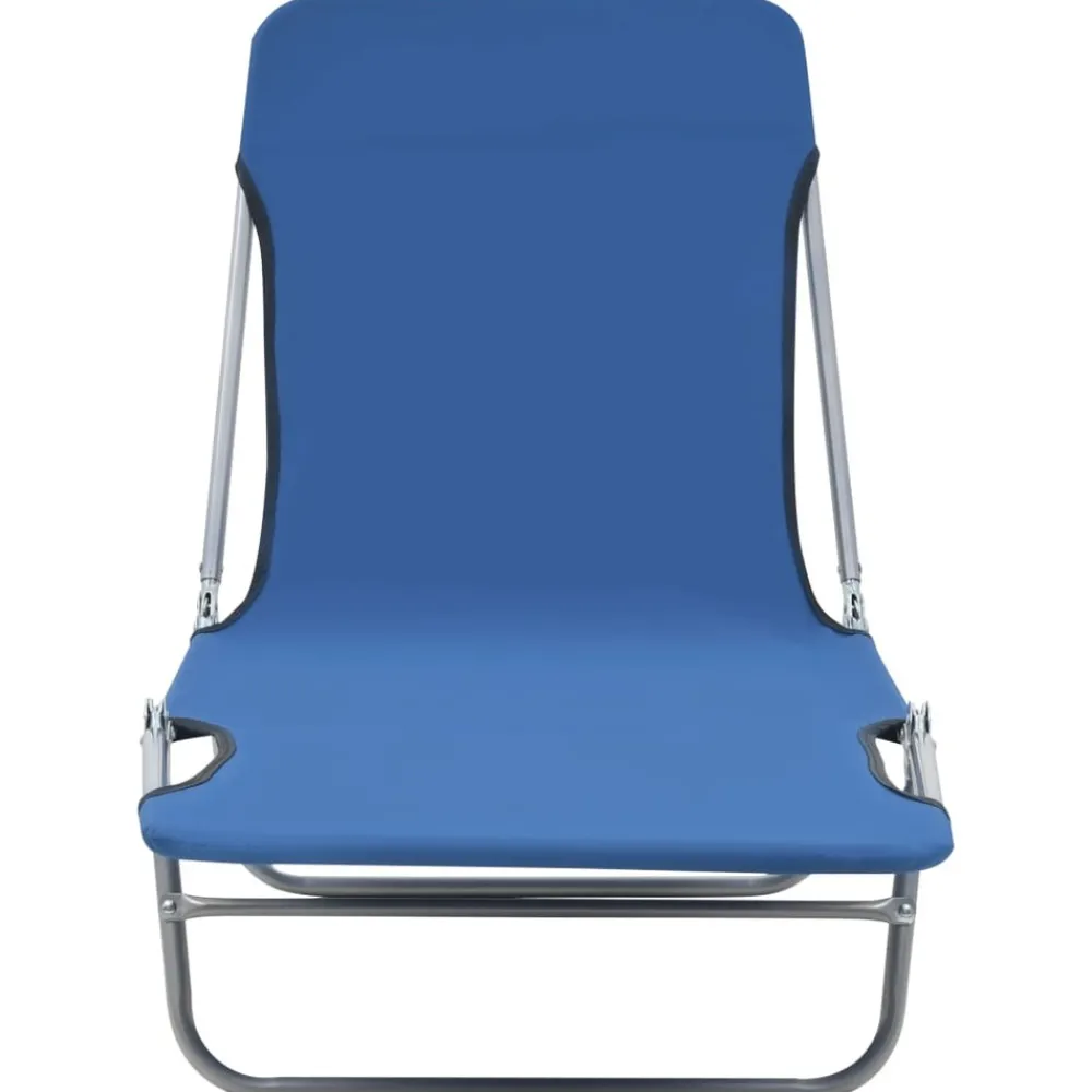Maison Exclusive Bains De Soleil, Transats Et Hamacs | - Chaises longues pliables lot de 2 acier et tissu bleu