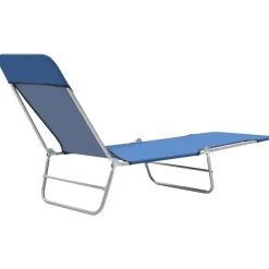 Maison Exclusive Bains De Soleil, Transats Et Hamacs | - Chaises longues pliables lot de 2 acier et tissu bleu