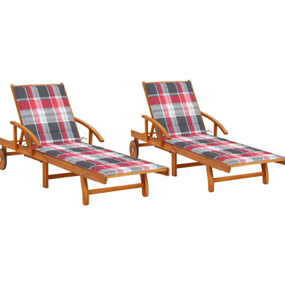 Maison Exclusive - Chaises longues lot de 2 avec coussins bois d'acacia solide New