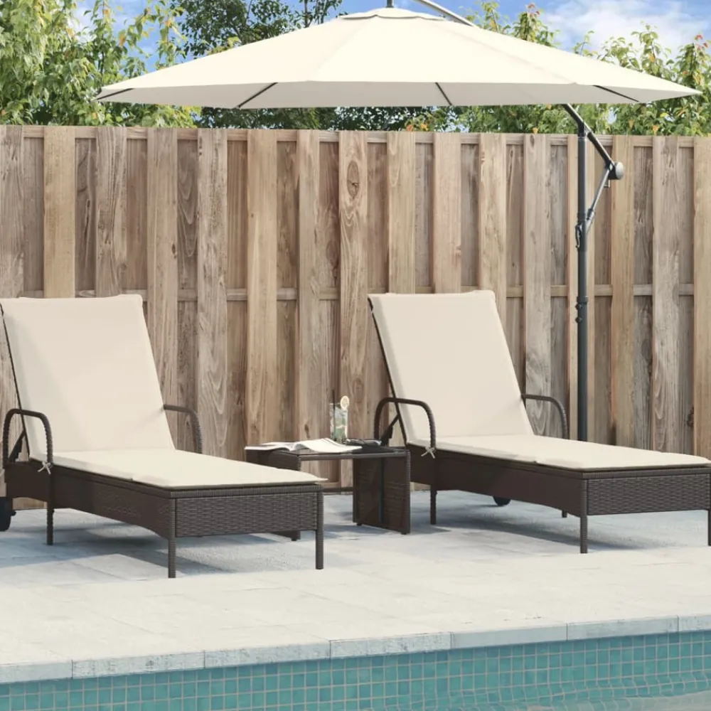 Maison Exclusive Bains De Soleil, Transats Et Hamacs | - Chaises longues avec coussins lot de 2 noir résine tressée