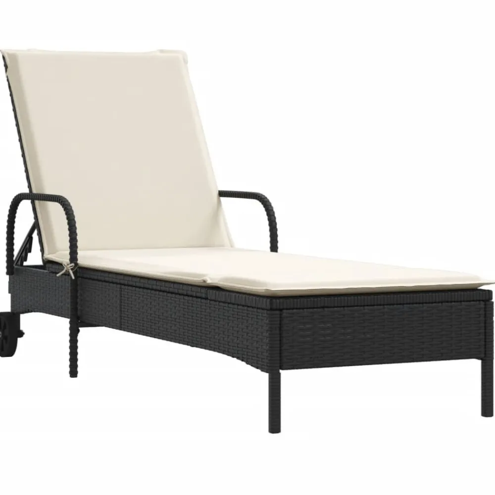 Maison Exclusive Bains De Soleil, Transats Et Hamacs | - Chaises longues avec coussins lot de 2 noir résine tressée