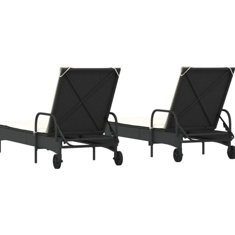Maison Exclusive Bains De Soleil, Transats Et Hamacs | - Chaises longues avec coussins lot de 2 noir résine tressée