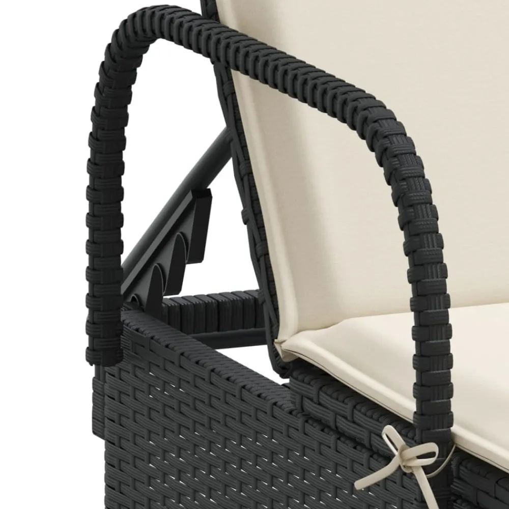 Maison Exclusive Bains De Soleil, Transats Et Hamacs | - Chaises longues avec coussins lot de 2 noir résine tressée